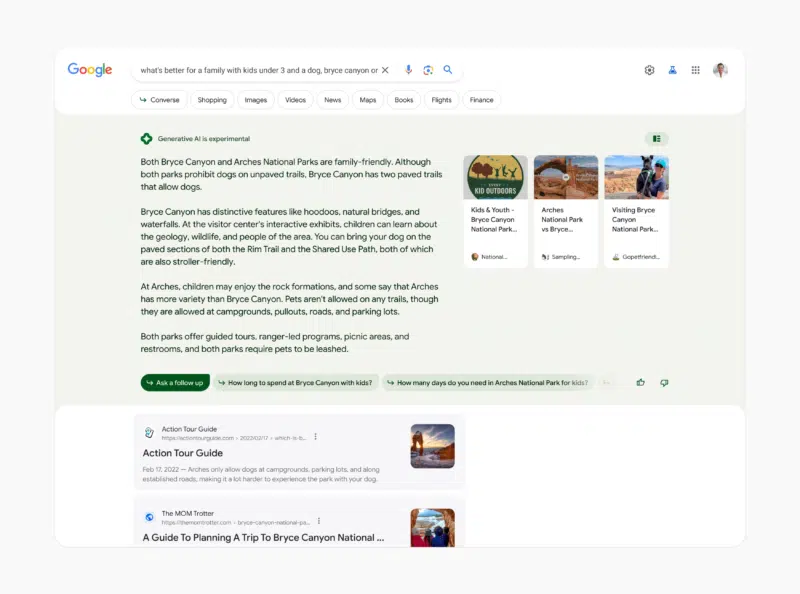 Search Generative Experience Bron: https://searchengineland.com/