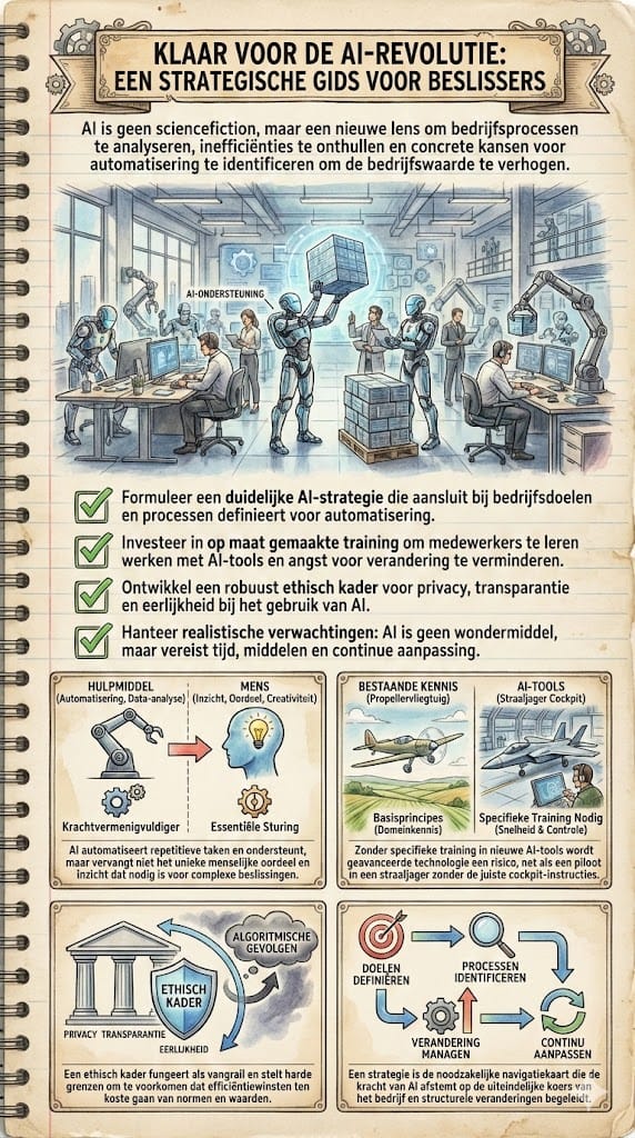 Infographic Klaar voor de AI-revolutie: strategische gids met AI-strategie, training, ethisch kader en verwachtingen