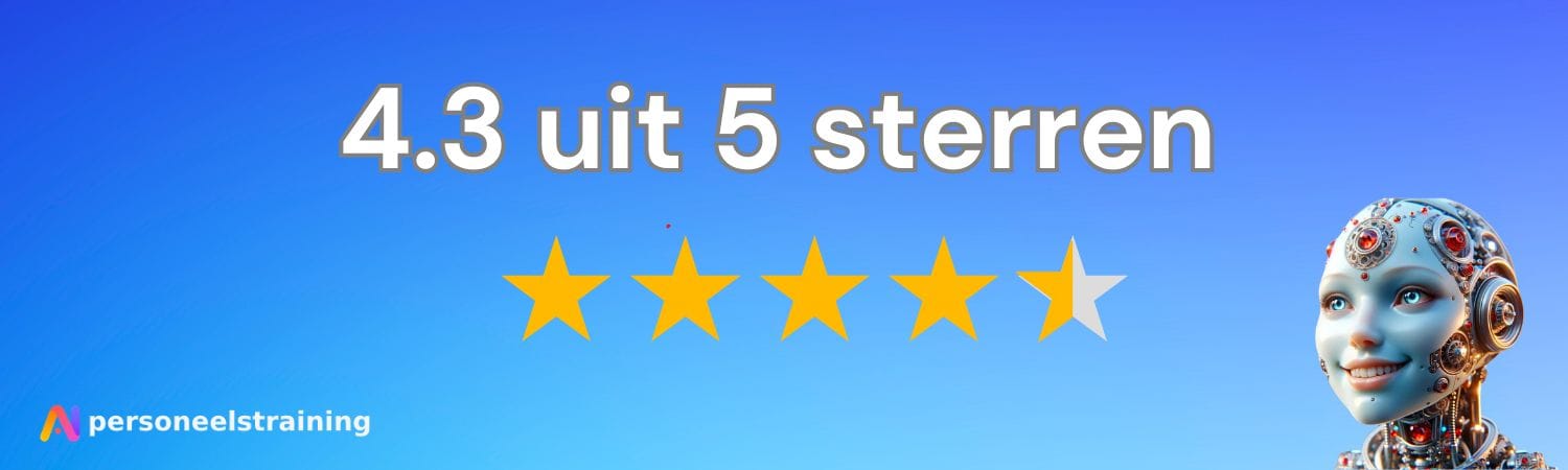 Banner met waardering van cursisten voor de AI-training: 4.3 uit 5 sterren