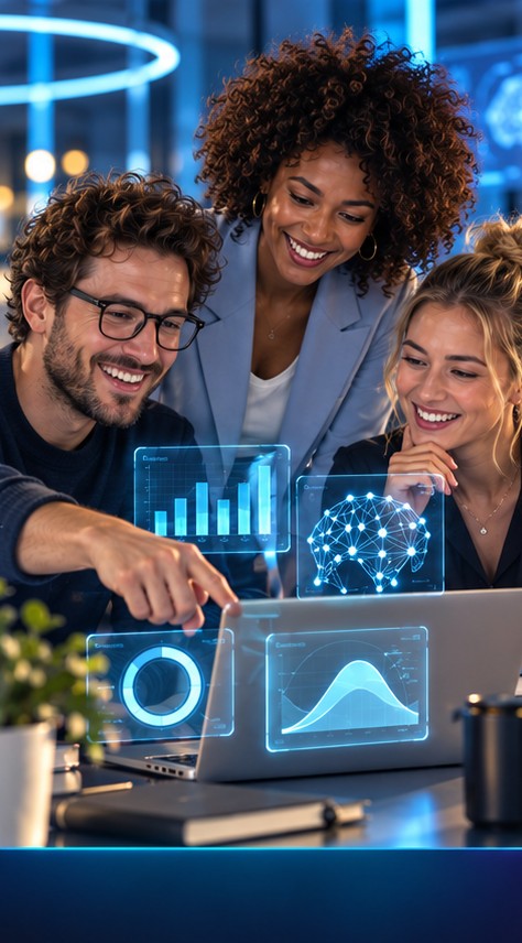 Een team dat samen met AI werkt tijdens een AI Personeelstraining-sessie